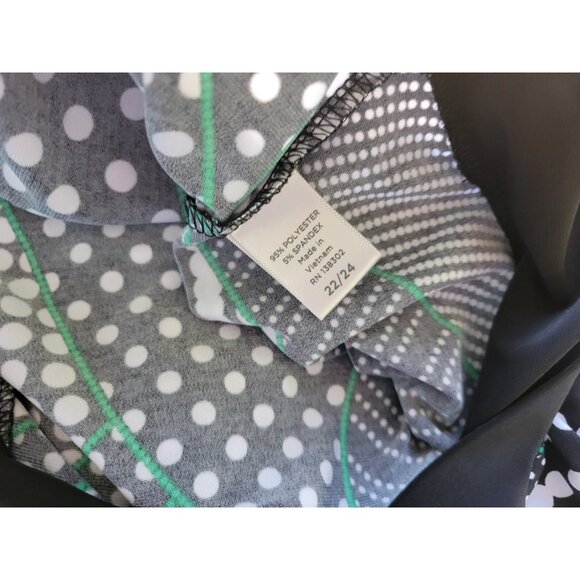 Avenue Womens Top 22 24 Plus Short Sleeve Black Geometric Poly Blend GEO367E - Picture 7 of 8